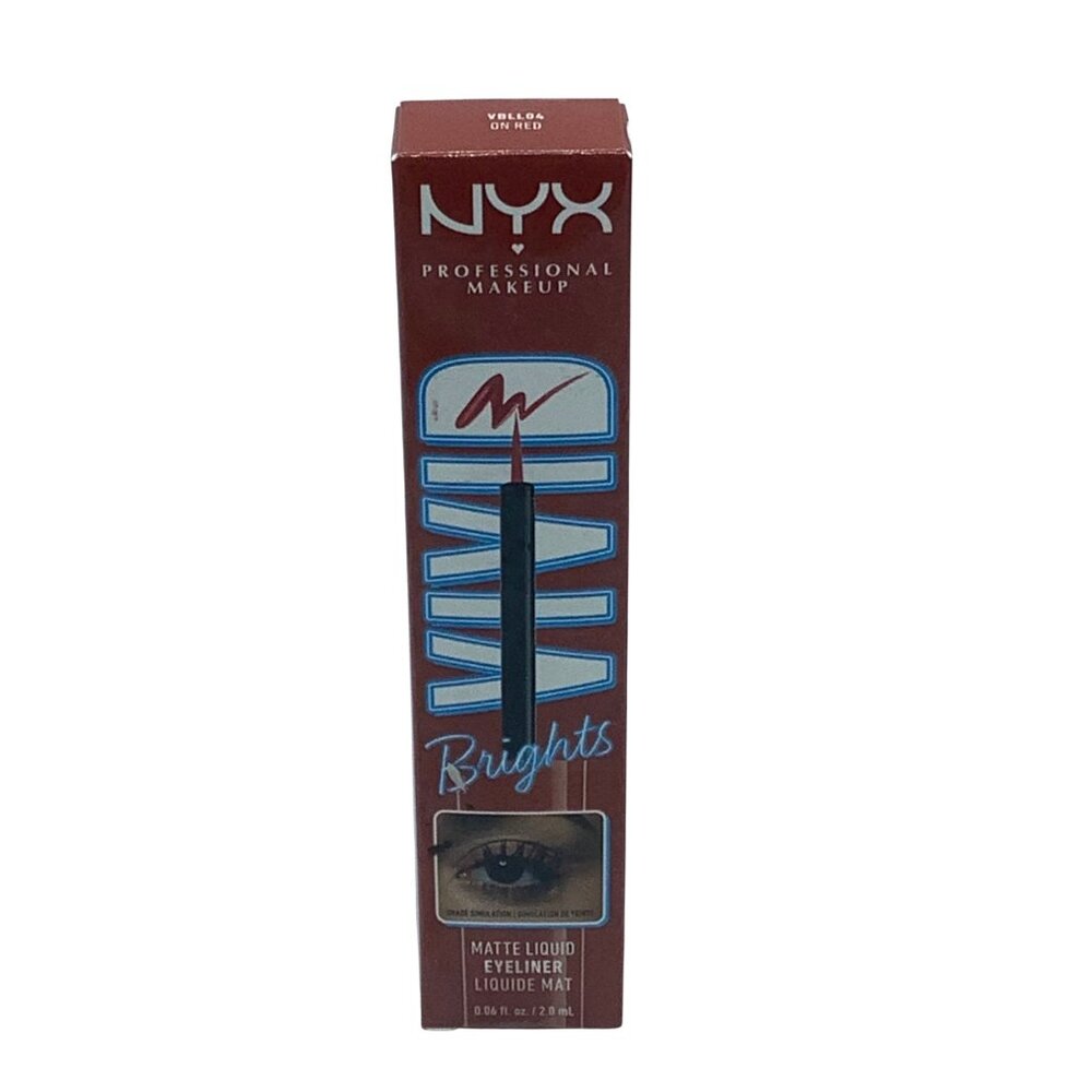NYX Professional Makeup Vivid Brights Matte Liquid Eyeliner VBLL04 On Red